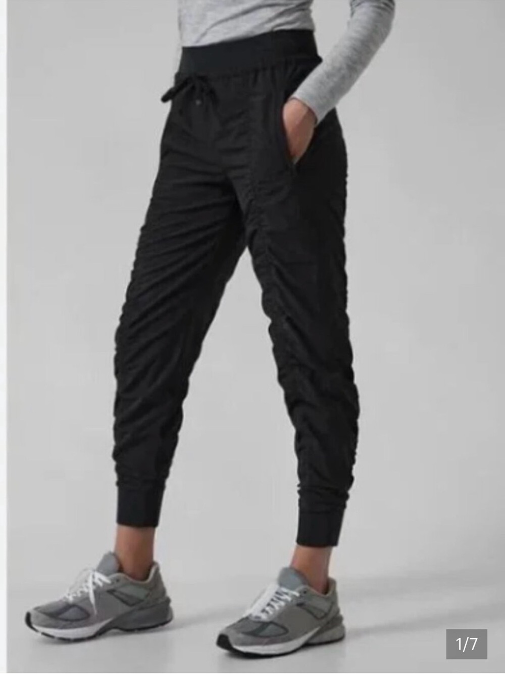 Athleta Black Ruched Track Joggers